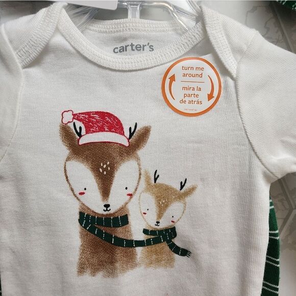 Carter's Christmas Deer Onesie & Pants Set and 2 pair socks NEW - Picture 5 of 8